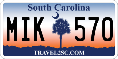 SC license plate MIK570