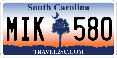 SC license plate MIK580