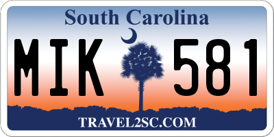 SC license plate MIK581