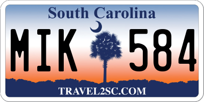 SC license plate MIK584
