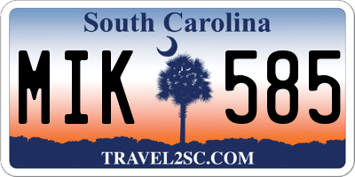 SC license plate MIK585