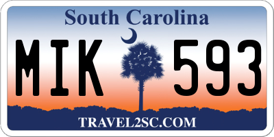 SC license plate MIK593