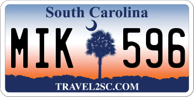 SC license plate MIK596