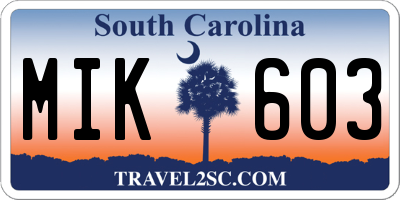 SC license plate MIK603