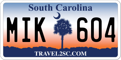 SC license plate MIK604
