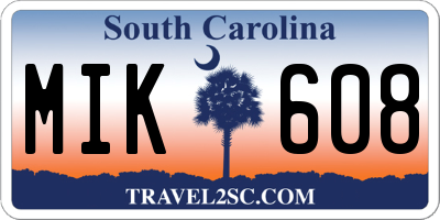 SC license plate MIK608