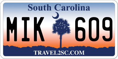 SC license plate MIK609