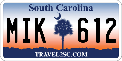 SC license plate MIK612