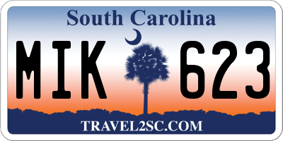 SC license plate MIK623