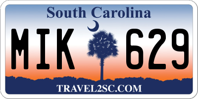 SC license plate MIK629