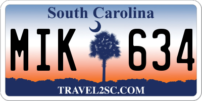 SC license plate MIK634