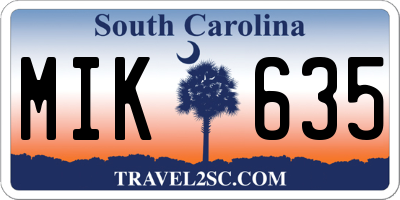 SC license plate MIK635
