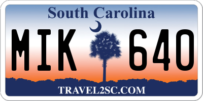 SC license plate MIK640
