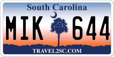 SC license plate MIK644