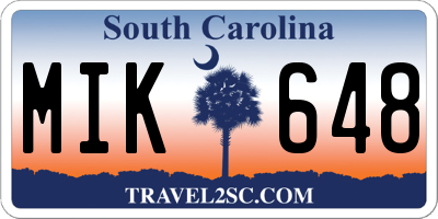 SC license plate MIK648
