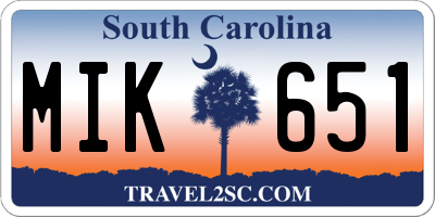 SC license plate MIK651