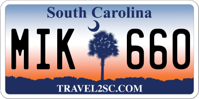 SC license plate MIK660