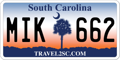 SC license plate MIK662