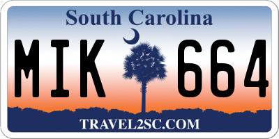 SC license plate MIK664