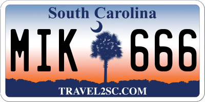 SC license plate MIK666