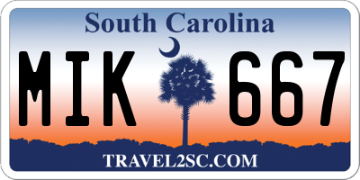 SC license plate MIK667