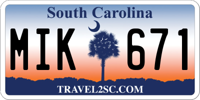 SC license plate MIK671