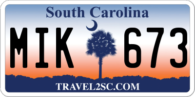 SC license plate MIK673