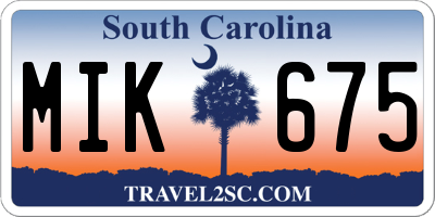 SC license plate MIK675
