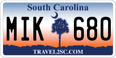 SC license plate MIK680
