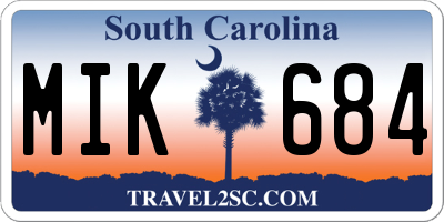 SC license plate MIK684