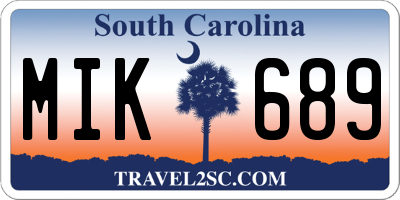 SC license plate MIK689