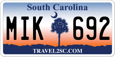 SC license plate MIK692