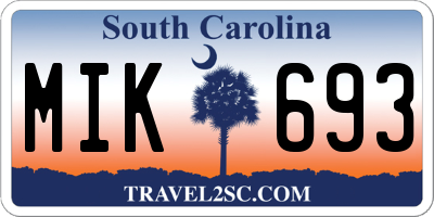 SC license plate MIK693