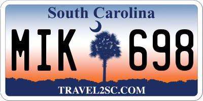 SC license plate MIK698