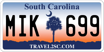 SC license plate MIK699