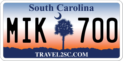 SC license plate MIK700