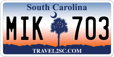 SC license plate MIK703