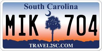 SC license plate MIK704