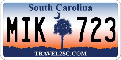 SC license plate MIK723