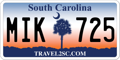 SC license plate MIK725