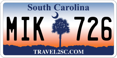 SC license plate MIK726