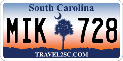 SC license plate MIK728