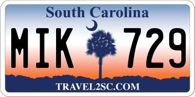 SC license plate MIK729
