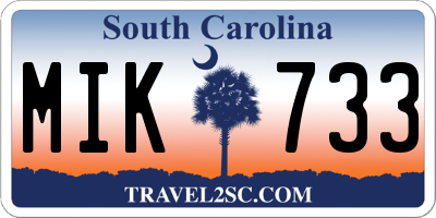 SC license plate MIK733