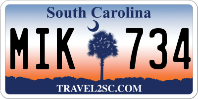 SC license plate MIK734