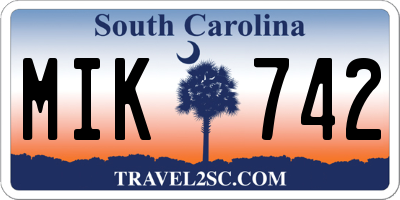 SC license plate MIK742