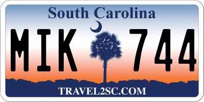 SC license plate MIK744