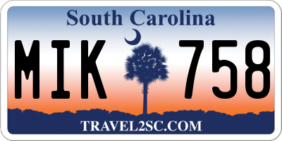 SC license plate MIK758