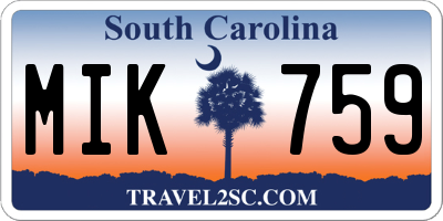 SC license plate MIK759