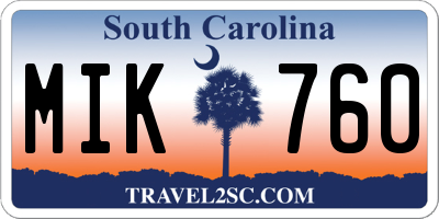 SC license plate MIK760
